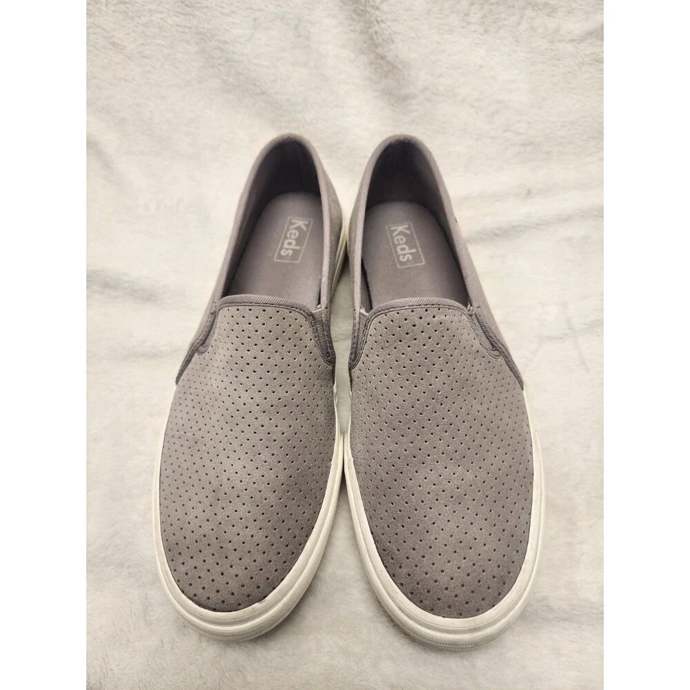 Keds Gray Double Decker Slip On Perforated Sneakers Suede Women 9